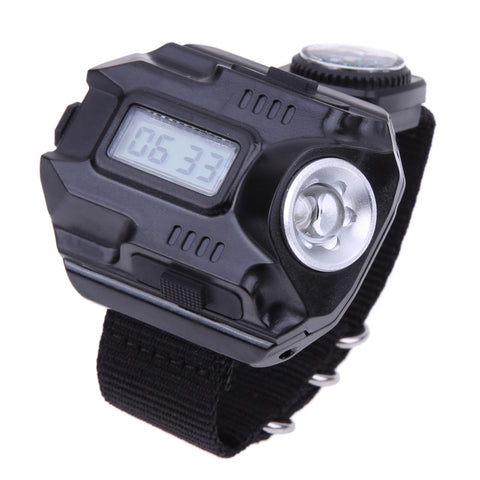 LED Tactical Display Rechargeable Wrist Watch Flashlight Torch 120LM Waterproof LED 800MA USB Charging Light For Outdoor Camping