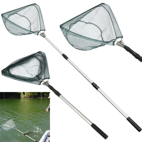 Drop Shipping 2017 Good Quality Safe Catch and Release Fish Landing Hand Net Telescoping Handle Foldable Hoop Fishnet  #S0